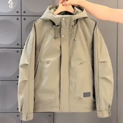 二棉外套男士冲锋衣连帽工装帅气青年百搭休闲棉服男款夹棉夹克男