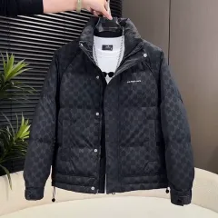 欧货男士羽绒服短款韩版修身潮流帅气保暖立领外套字母印花设计感